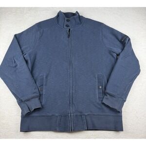 BEN SHERMAN HERITAGE - Cotton Blend Funnel Neck Zip-Up Jacket Blue Size Large